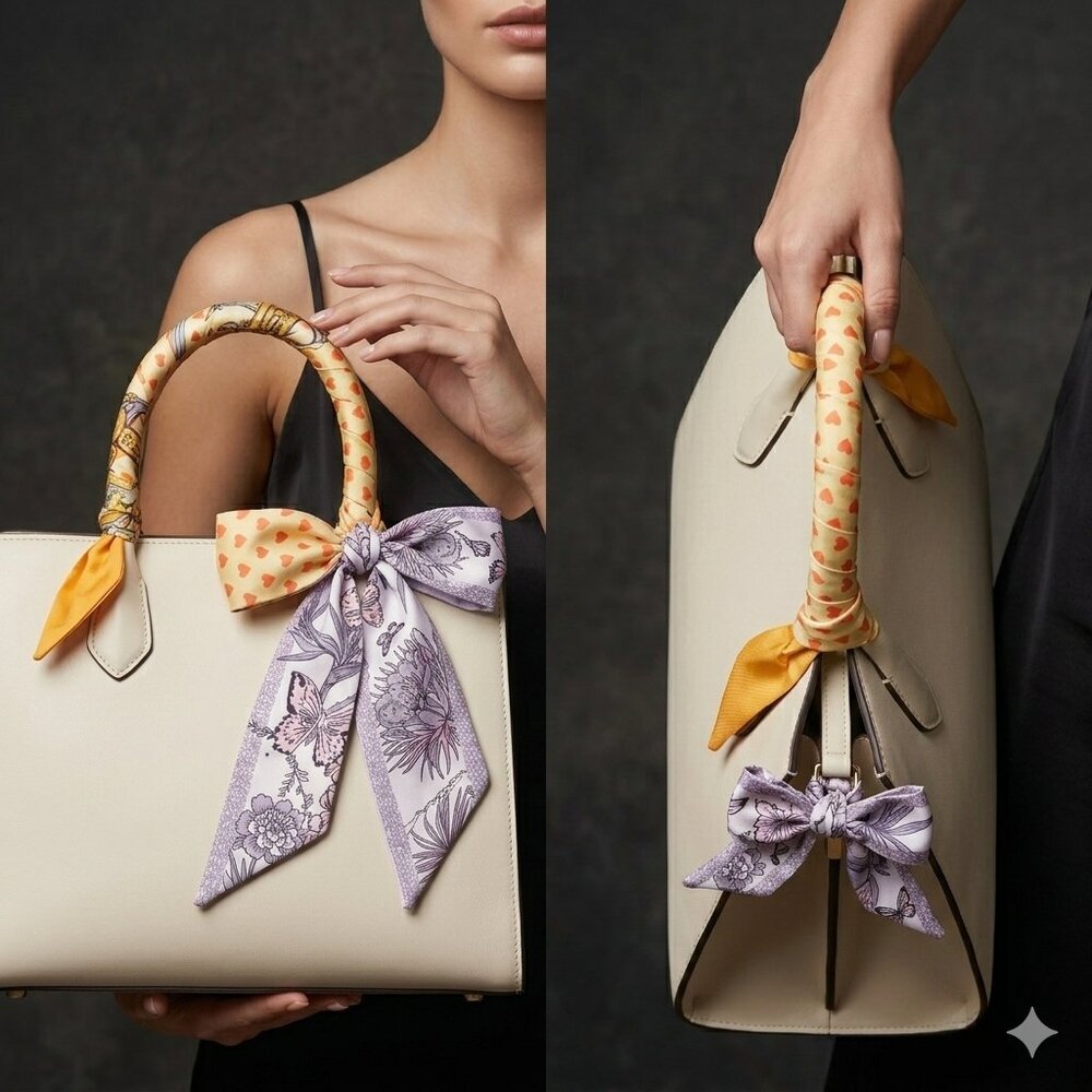 NEW Twilly Orange Beige Yellow 33.5x2 inches & Pink Lavender Gray 38x2.25 inches - Picture 2 of 5